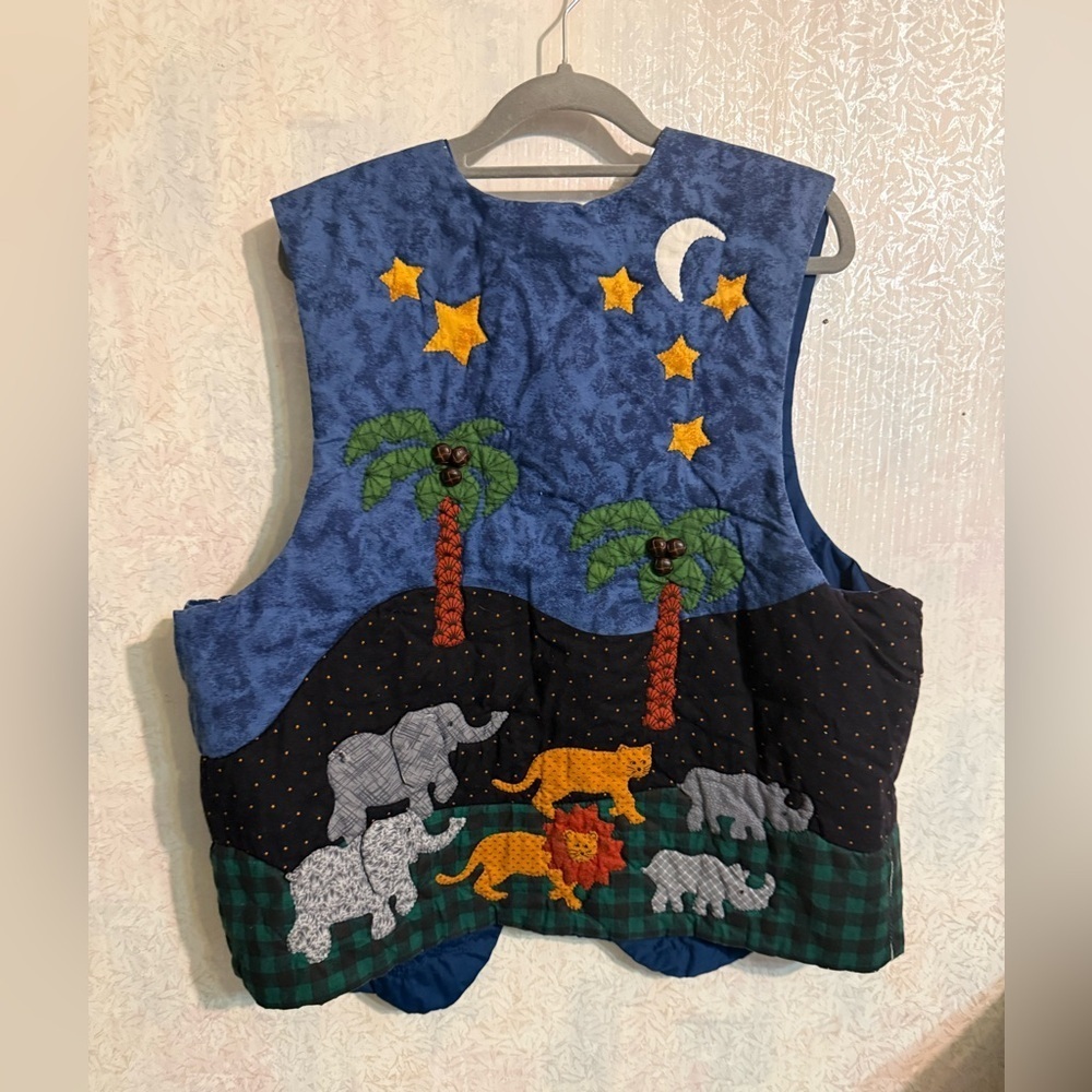 Handmade Vintage Reversible Colorful Embroidered Women's Vest, Sunday School, XL - Picture 2 of 13